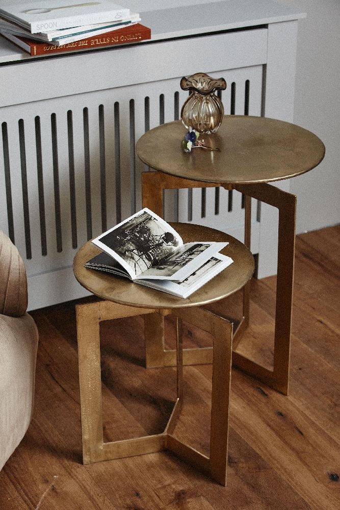 Product photograph of Nordal Nyasa Gold Nest Of 2 Table from Choice Furniture Superstore.