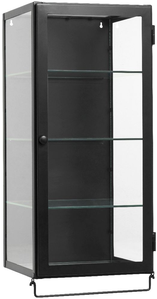 Product photograph of Nordal Siri Black 1 Door Wall Display Cabinet from Choice Furniture Superstore.