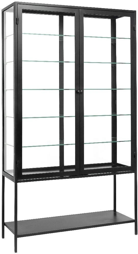 Product photograph of Nordal Mondo Black 2 Door Glass Display Cabinet from Choice Furniture Superstore.