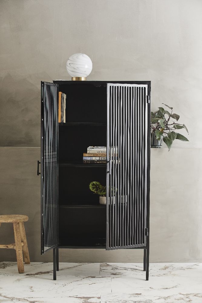 Product photograph of Nordal Liao Black 2 Door Display Cabinet from Choice Furniture Superstore.
