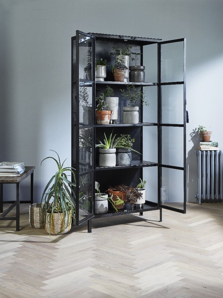 Product photograph of Nordal Phoenix Black 2 Door Glass Tall Display Cabinet from Choice Furniture Superstore.