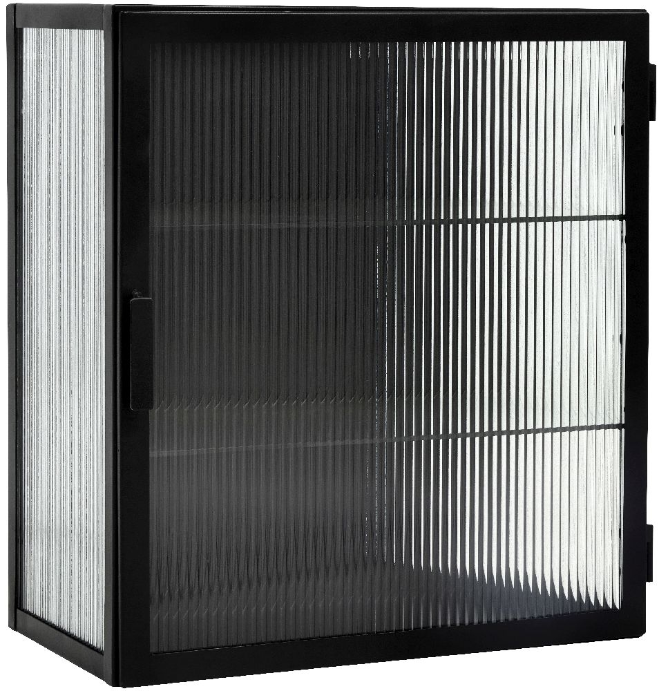 Product photograph of Nordal Groovy Black 1 Door Wall Display Cabinet from Choice Furniture Superstore.