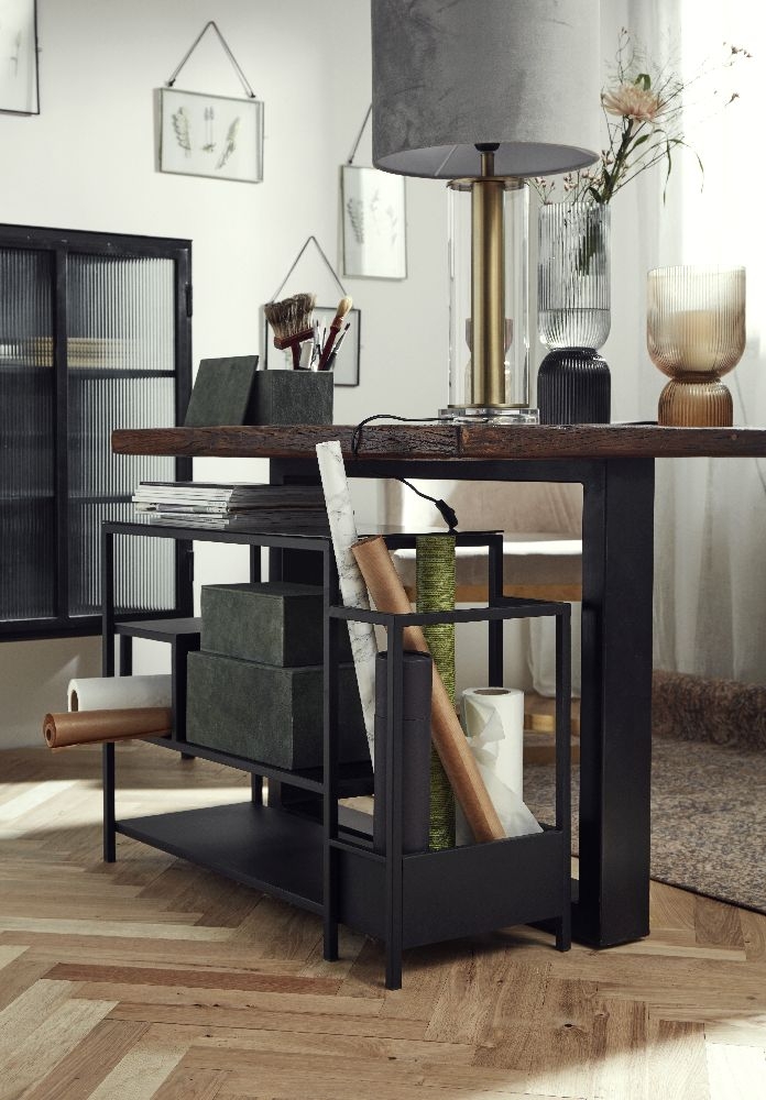 Product photograph of Nordal Black Bookcase With Glass Top from Choice Furniture Superstore.
