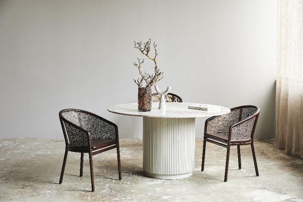 Product photograph of Nordal Erie Ivory Marble 4 Seater Round Dining Table from Choice Furniture Superstore.