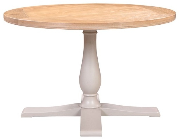 Product photograph of Clarion Oak And Grey Painted Round Dining Table from Choice Furniture Superstore.