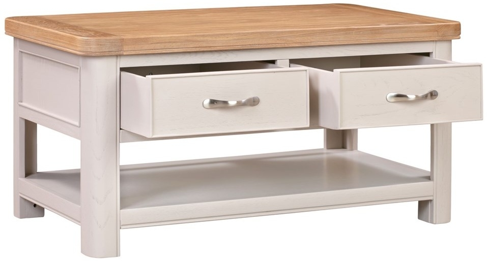 Product photograph of Clarion Oak And Grey Painted Storage Coffee Table from Choice Furniture Superstore.