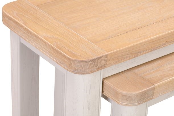 Product photograph of Clarion Oak And Grey Painted Nest Of Tables from Choice Furniture Superstore.