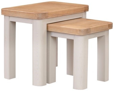 Product photograph of Clarion Oak And Grey Painted Nest Of Tables from Choice Furniture Superstore.