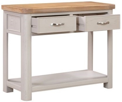 Product photograph of Clarion Oak And Grey Painted Large Console Table from Choice Furniture Superstore.