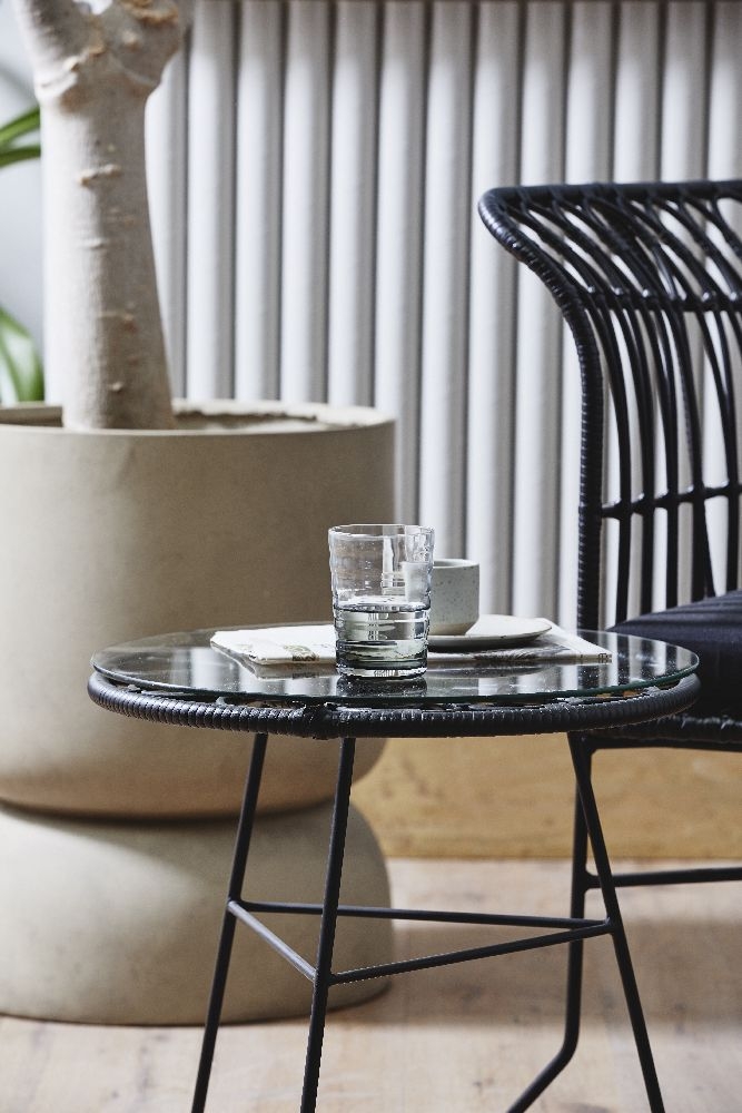 Product photograph of Nordal Alba Black Garden Table With Glass Top from Choice Furniture Superstore.