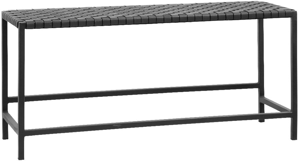 Product photograph of Nordal Black Leather Weaving Bench from Choice Furniture Superstore.