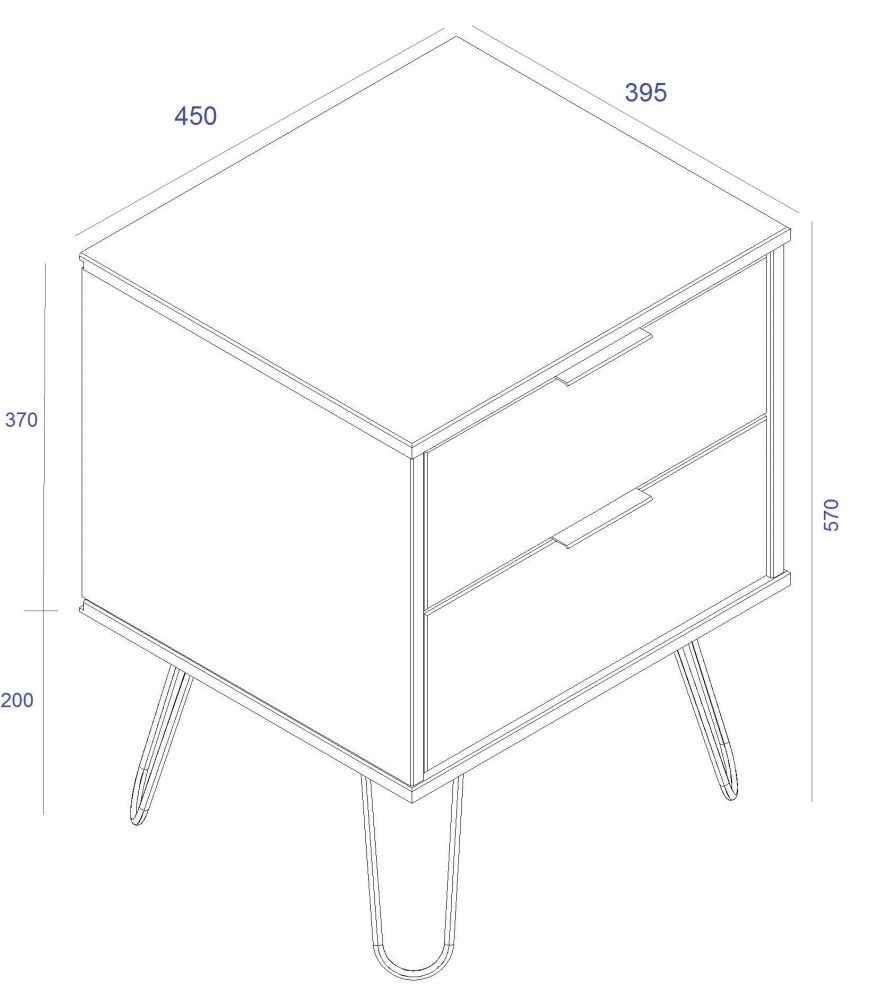 Product photograph of Acadia Pine 2 Drawer Bedside Cabinet With Hairpin Legs from Choice Furniture Superstore.