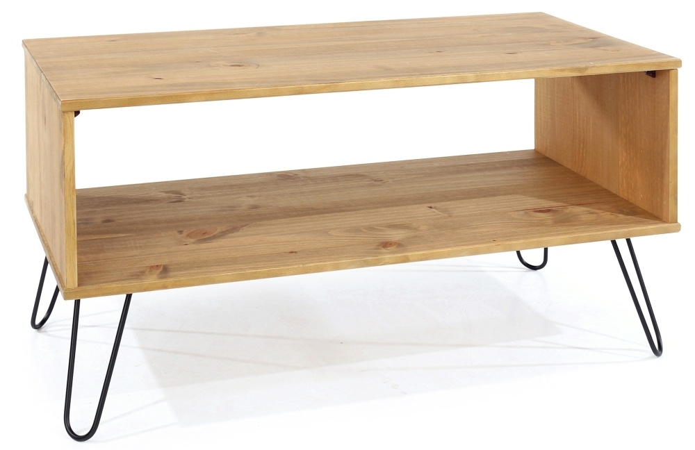 Product photograph of Acadia Pine Open Coffee Table With Hairpin Legs from Choice Furniture Superstore.