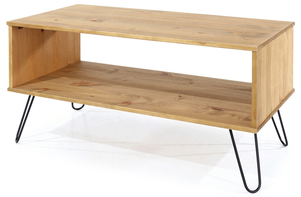 Product photograph of Acadia Pine Open Coffee Table With Hairpin Legs from Choice Furniture Superstore.