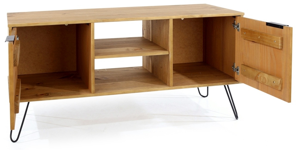 Product photograph of Augusta Pine Tv Unit With Hairpin Legs from Choice Furniture Superstore.
