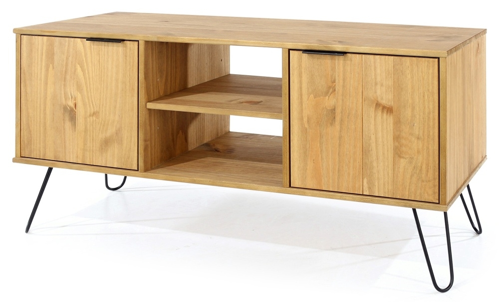 Product photograph of Augusta Pine Tv Unit With Hairpin Legs from Choice Furniture Superstore.