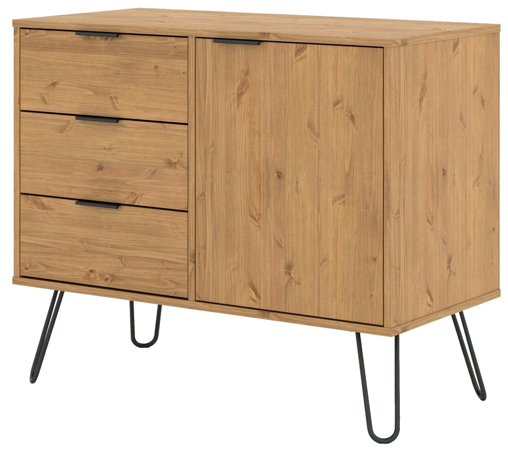 Product photograph of Augusta Pine 90cm Small Sideboard With Hairpin Legs from Choice Furniture Superstore.