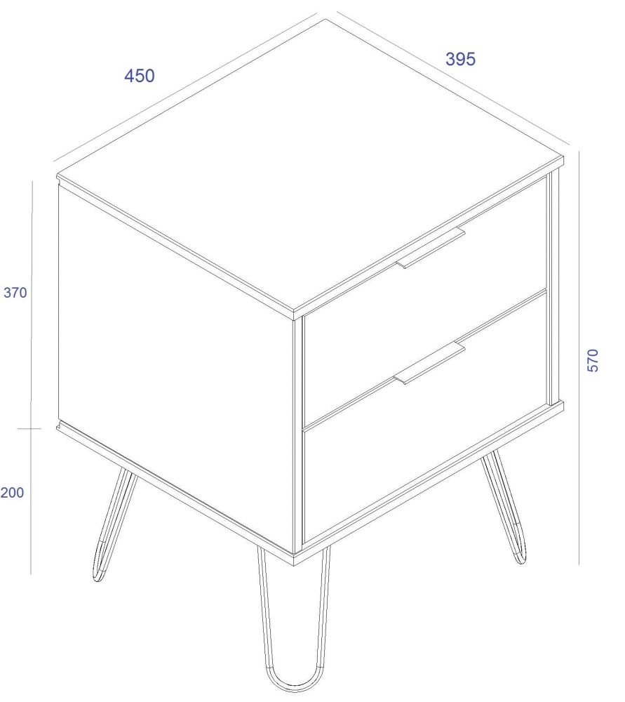 Product photograph of Acadia Driftwood 2 Drawer Bedside Cabinet With Hairpin Legs from Choice Furniture Superstore.