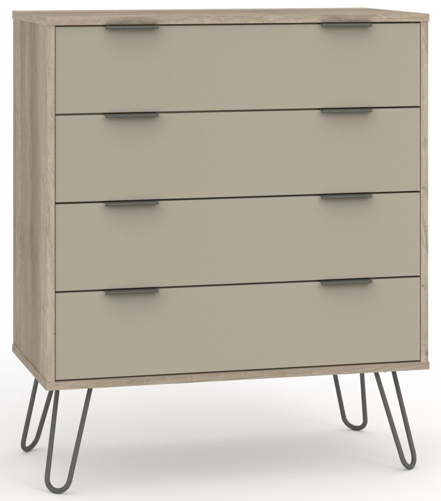 Product photograph of Augusta Driftwood 4 Drawer Chest With Hairpin Legs from Choice Furniture Superstore.
