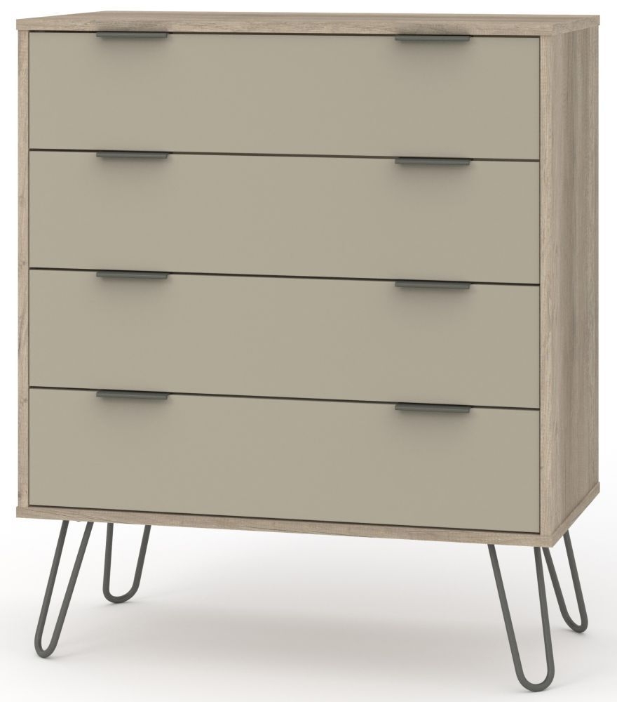 Product photograph of Augusta Driftwood 4 Drawer Chest With Hairpin Legs from Choice Furniture Superstore.
