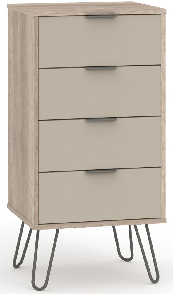 Product photograph of Augusta Driftwood 4 Drawer Narrow Chest With Hairpin Legs from Choice Furniture Superstore.