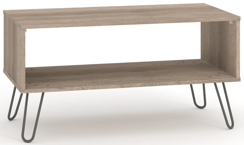 Product photograph of Augusta Driftwood Open Coffee Table With Hairpin Legs from Choice Furniture Superstore.