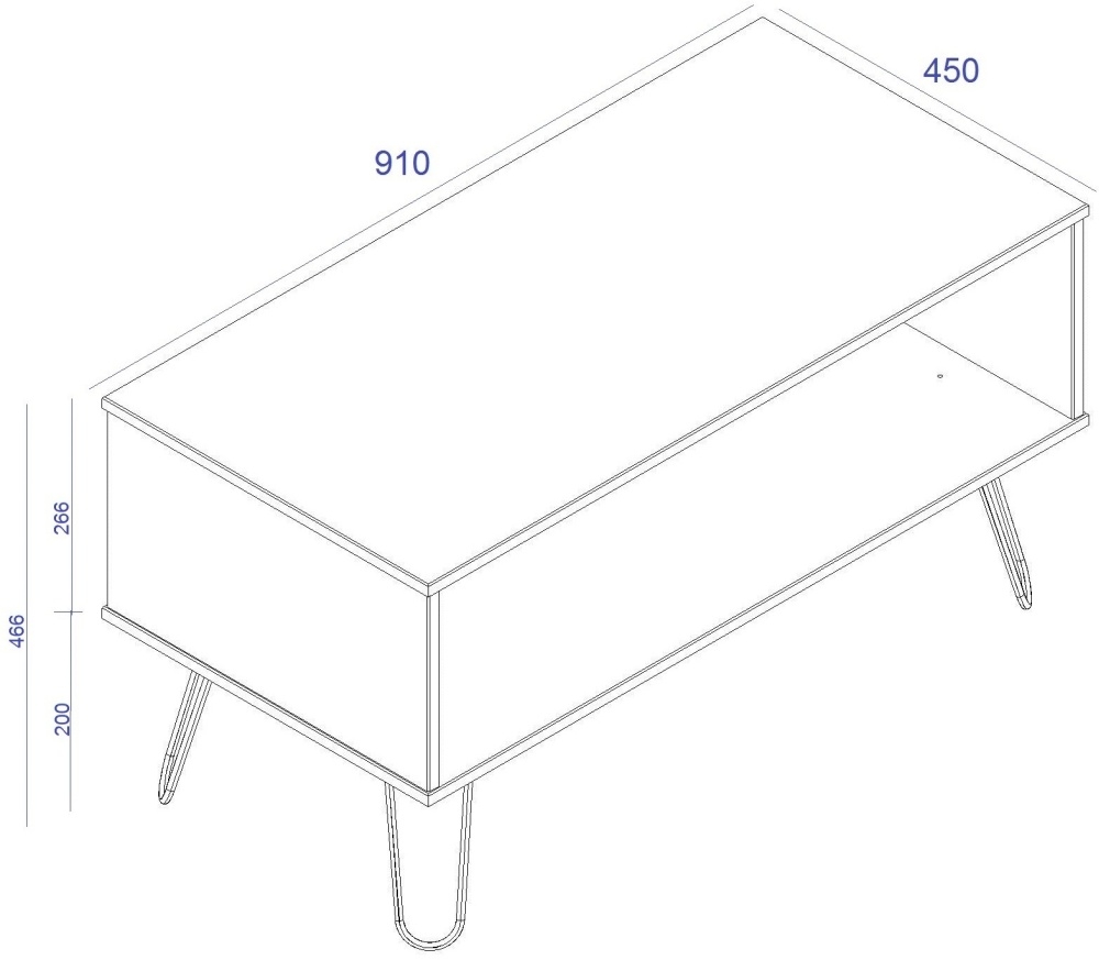 Product photograph of Augusta Driftwood Open Coffee Table With Hairpin Legs from Choice Furniture Superstore.