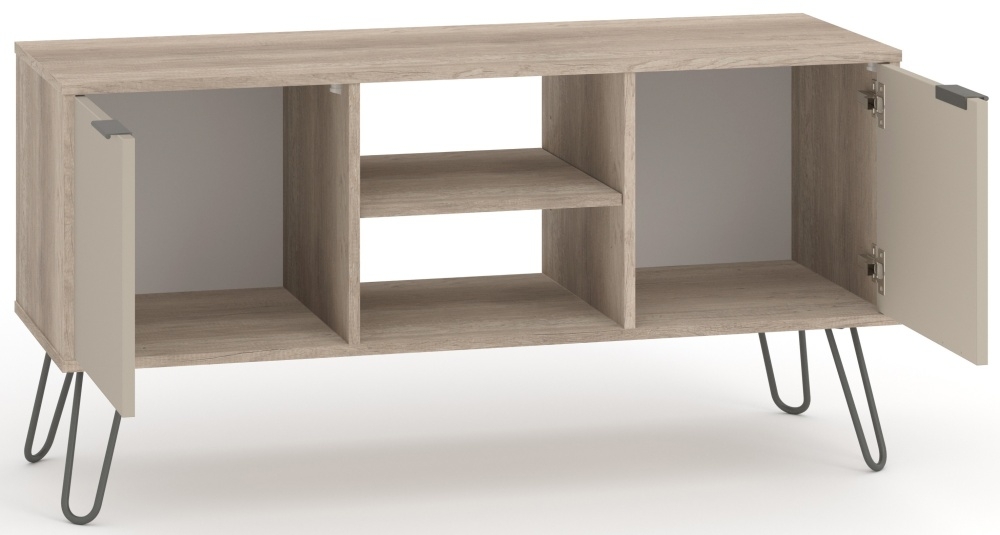 Product photograph of Acadia Driftwood 2 Door Tv Unit With Hairpin Legs from Choice Furniture Superstore.