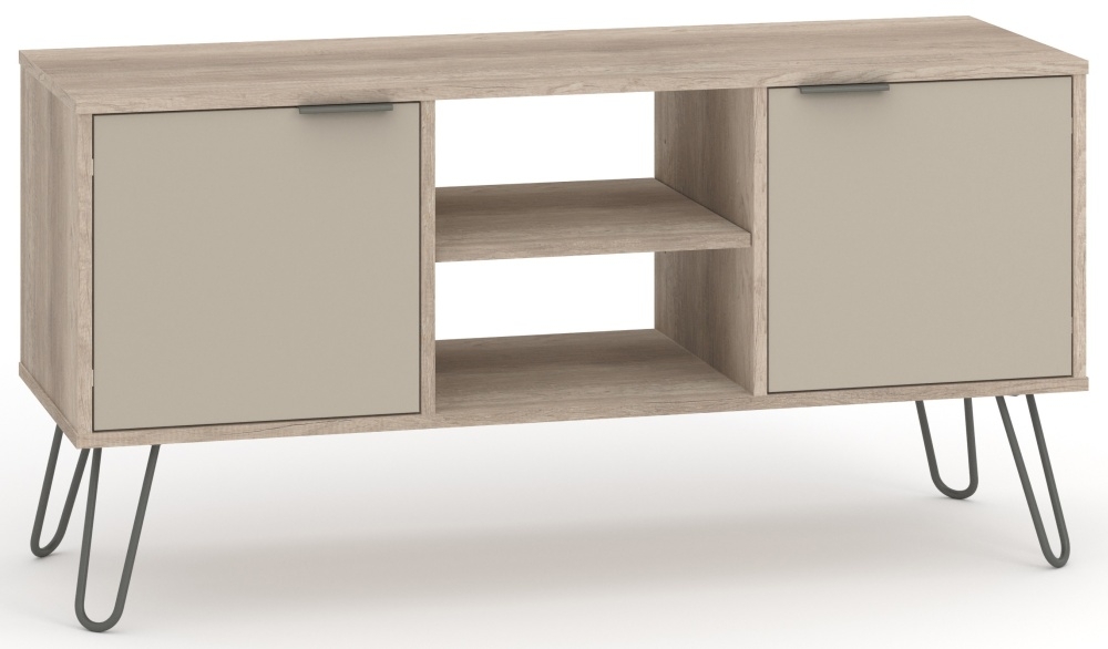 Product photograph of Acadia Driftwood 2 Door Tv Unit With Hairpin Legs from Choice Furniture Superstore.