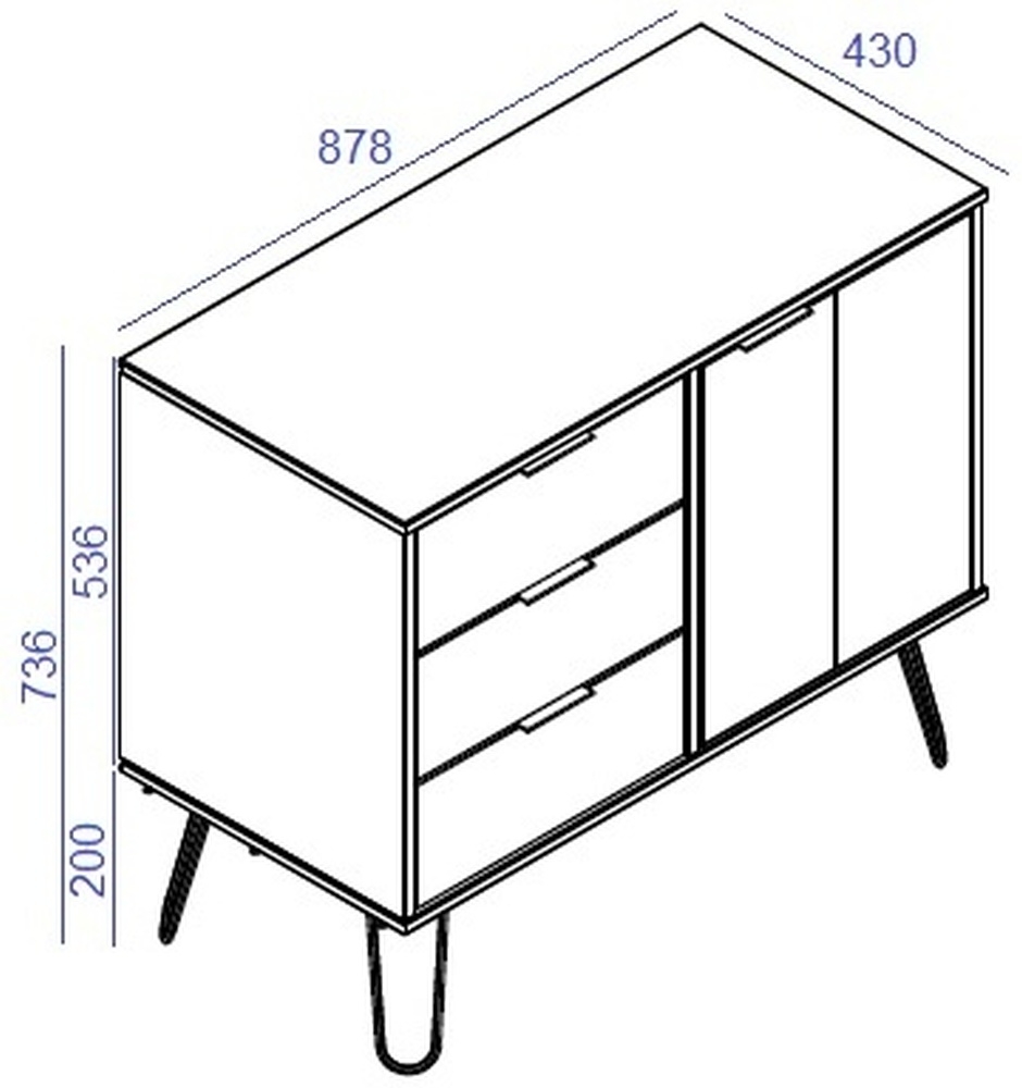 Product photograph of Acadia Driftwood 1 Door 3 Drawer Small Sideboard With Hairpin Legs from Choice Furniture Superstore.