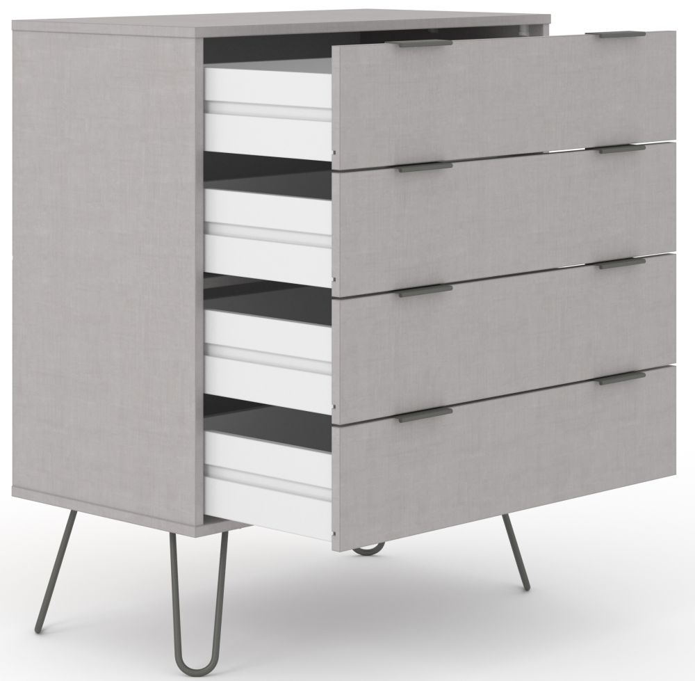 Product photograph of Augusta Grey 4 Drawer Chest With Hairpin Legs from Choice Furniture Superstore.