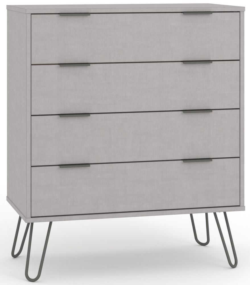 Product photograph of Augusta Grey 4 Drawer Chest With Hairpin Legs from Choice Furniture Superstore.