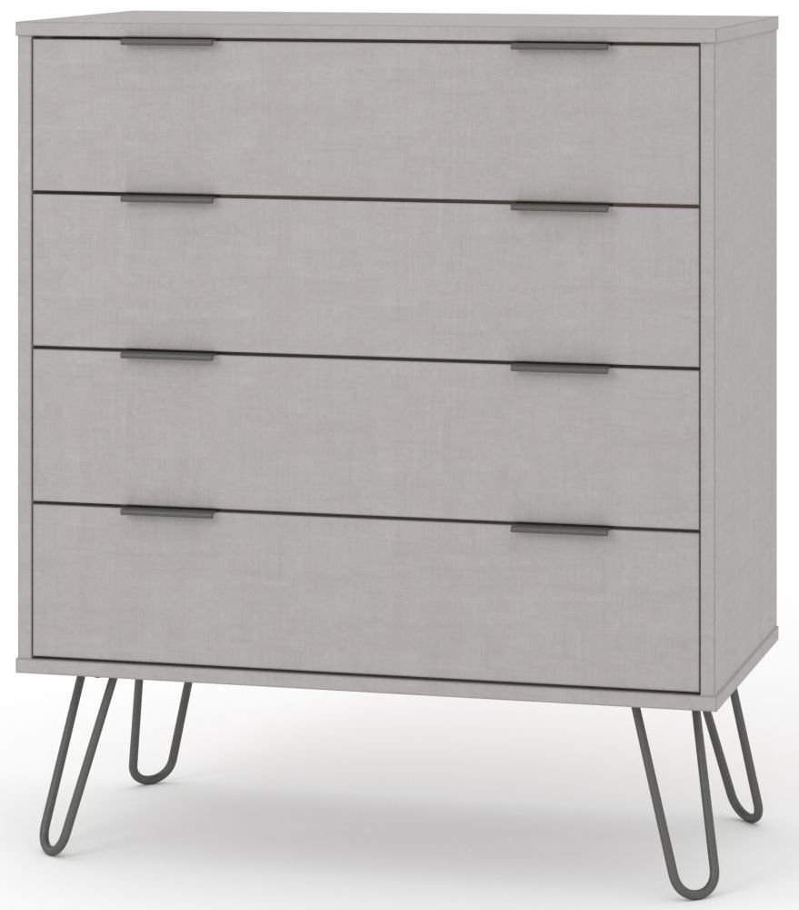 Product photograph of Augusta Grey 4 Drawer Chest With Hairpin Legs from Choice Furniture Superstore.