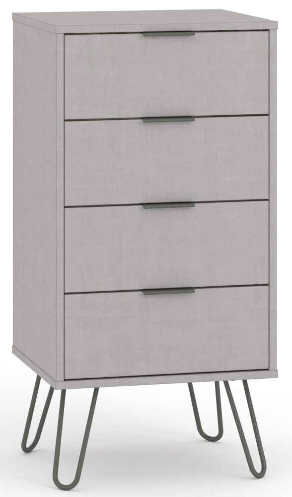 Product photograph of Augusta Grey 4 Drawer Narrow Chest With Hairpin Legs from Choice Furniture Superstore.