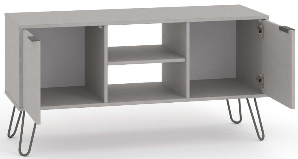 Product photograph of Acadia Grey 2 Door Tv Unit With Hairpin Legs from Choice Furniture Superstore.