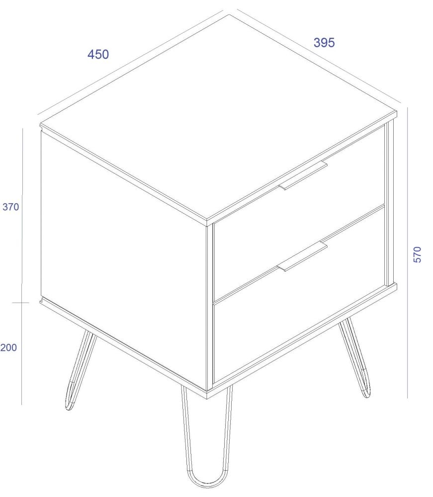 Product photograph of Augusta White 2 Drawer Bedside Cabinet With Hairpin Legs from Choice Furniture Superstore.