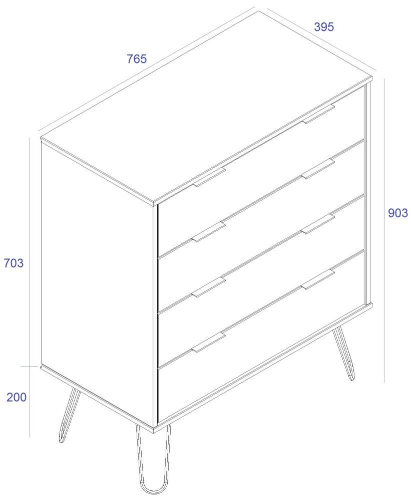 Product photograph of Augusta 4 Drawer Chest With Hairpin Legs from Choice Furniture Superstore.