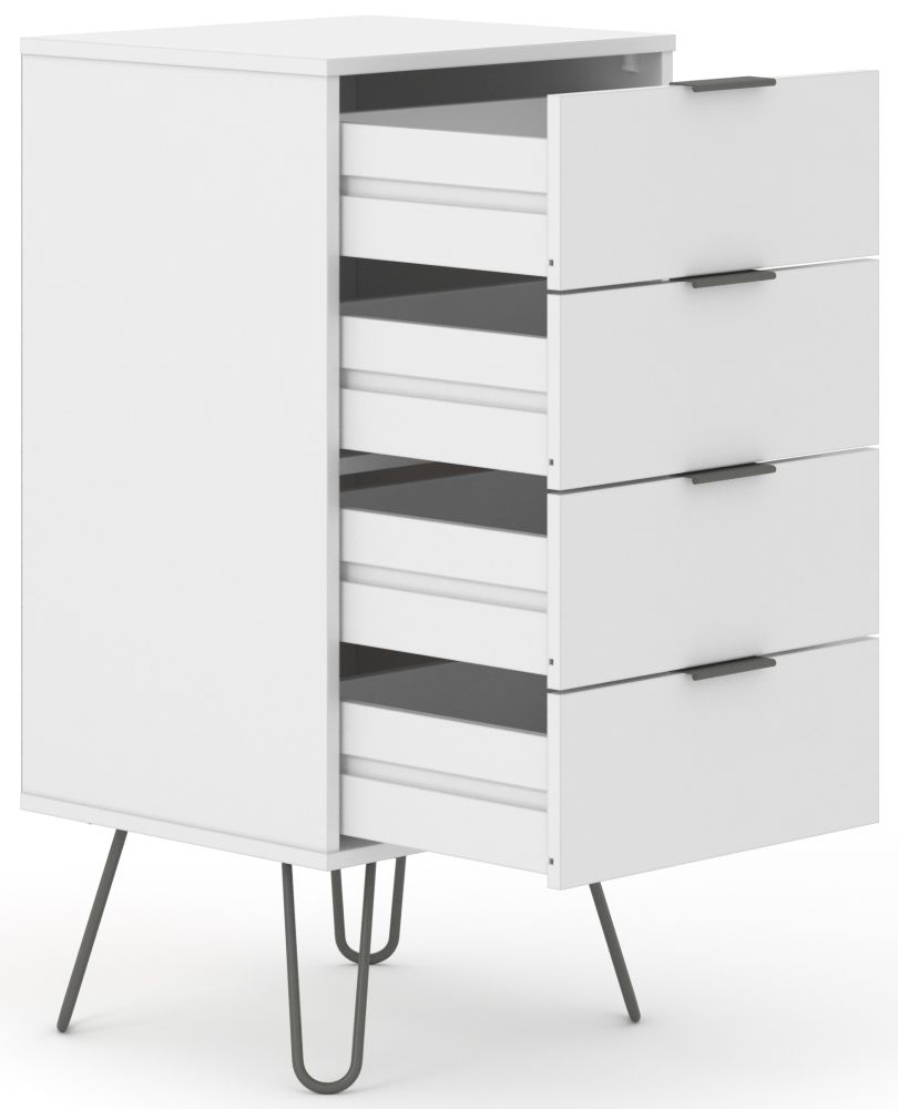 Product photograph of Augusta 4 Drawer Narrow Chest With Hairpin Legs from Choice Furniture Superstore.