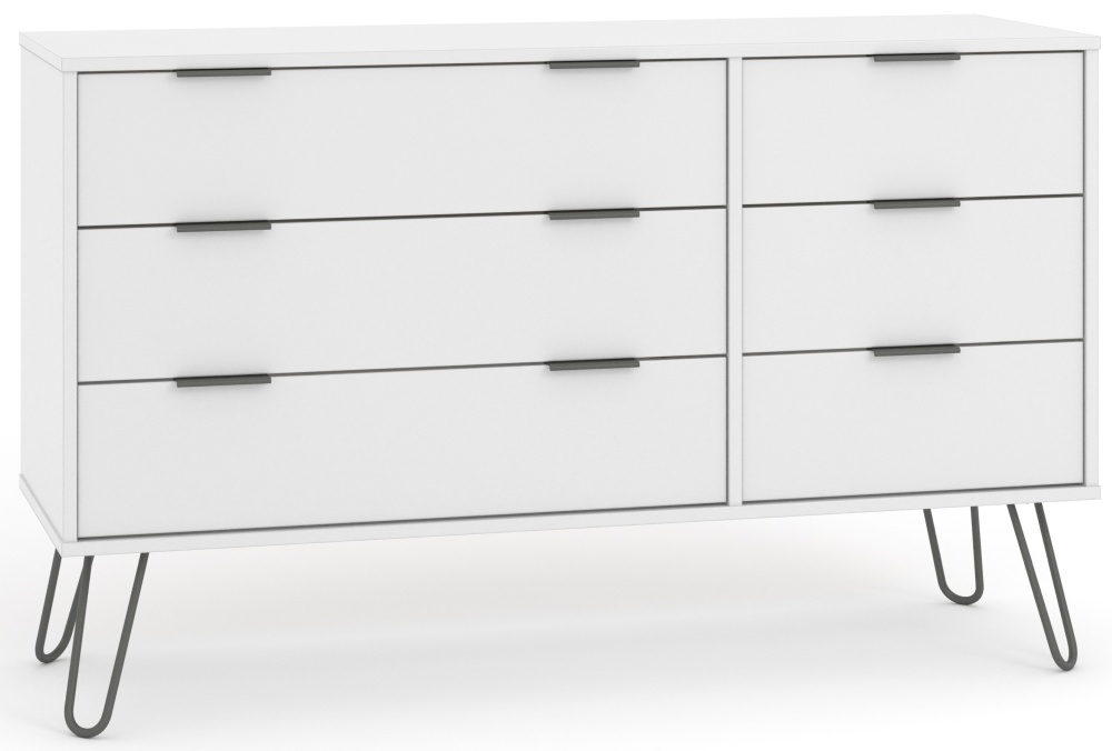 Product photograph of Augusta 3 3 Drawer Wide Chest With Hairpin Legs from Choice Furniture Superstore.