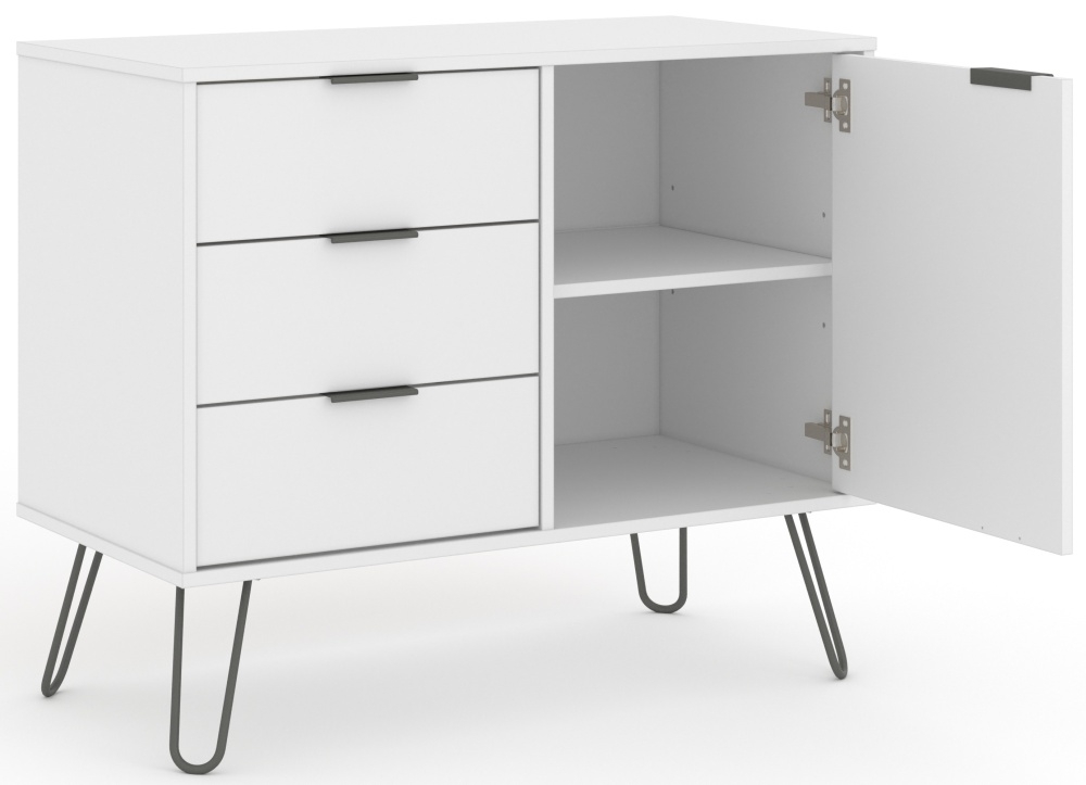 Product photograph of Augusta 1 Door 3 Drawer Small Sideboard With Hairpin Legs from Choice Furniture Superstore.