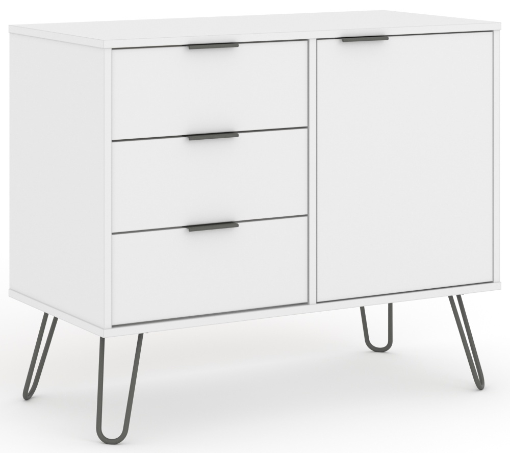 Product photograph of Augusta 1 Door 3 Drawer Small Sideboard With Hairpin Legs from Choice Furniture Superstore.