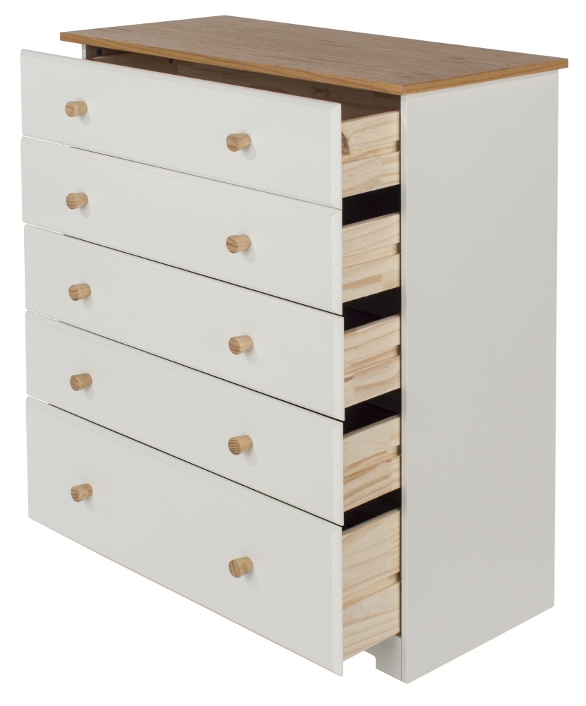 Product photograph of Colorado White 5 Drawer Chest from Choice Furniture Superstore.