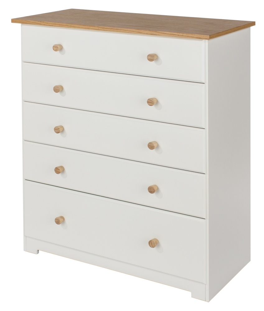 Product photograph of Colorado White 5 Drawer Chest from Choice Furniture Superstore.