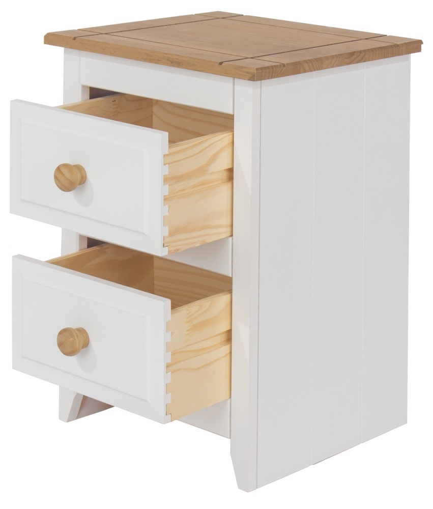 Product photograph of Capri White 2 Drawer Petite Bedside Cabinet from Choice Furniture Superstore.