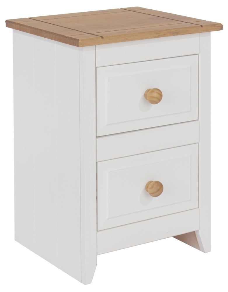Product photograph of Capri White 2 Drawer Petite Bedside Cabinet from Choice Furniture Superstore.