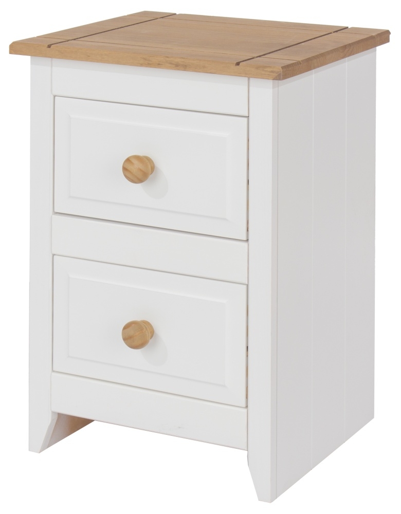 Product photograph of Capri White 2 Drawer Petite Bedside Cabinet from Choice Furniture Superstore.