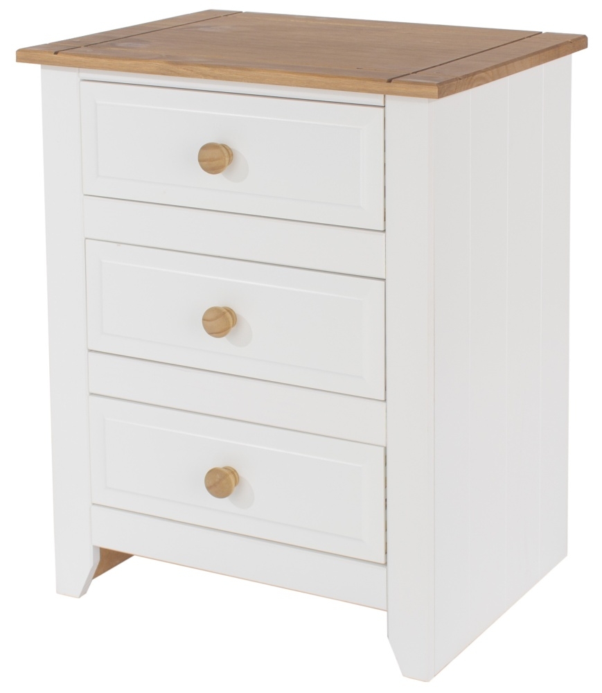 Product photograph of Capri White 3 Drawer Bedside Cabinet from Choice Furniture Superstore.