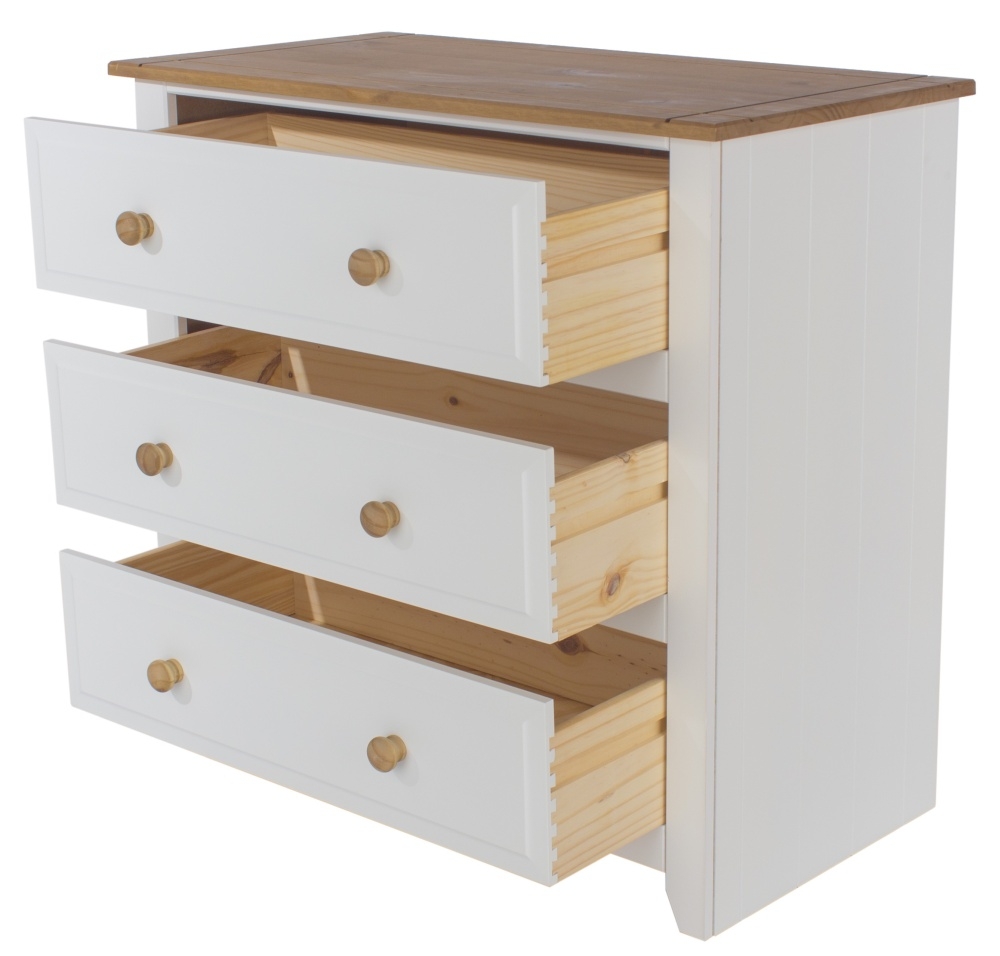 Product photograph of Capri White 3 Drawer Chest from Choice Furniture Superstore.