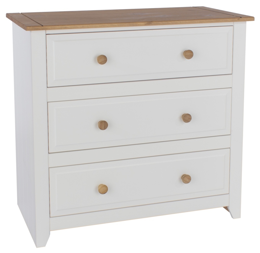 Product photograph of Capri White 3 Drawer Chest from Choice Furniture Superstore.