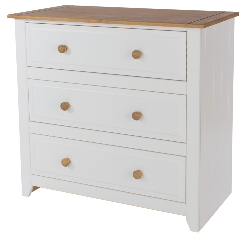 Product photograph of Capri White 3 Drawer Chest from Choice Furniture Superstore.